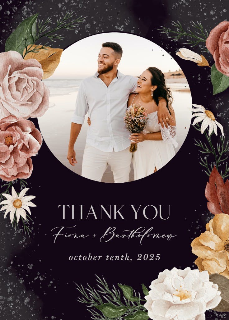 Nocturnal flowers - wedding thank you card